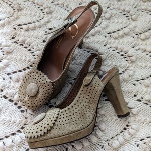 new DELMAN 1940's style suede slingback heels 6